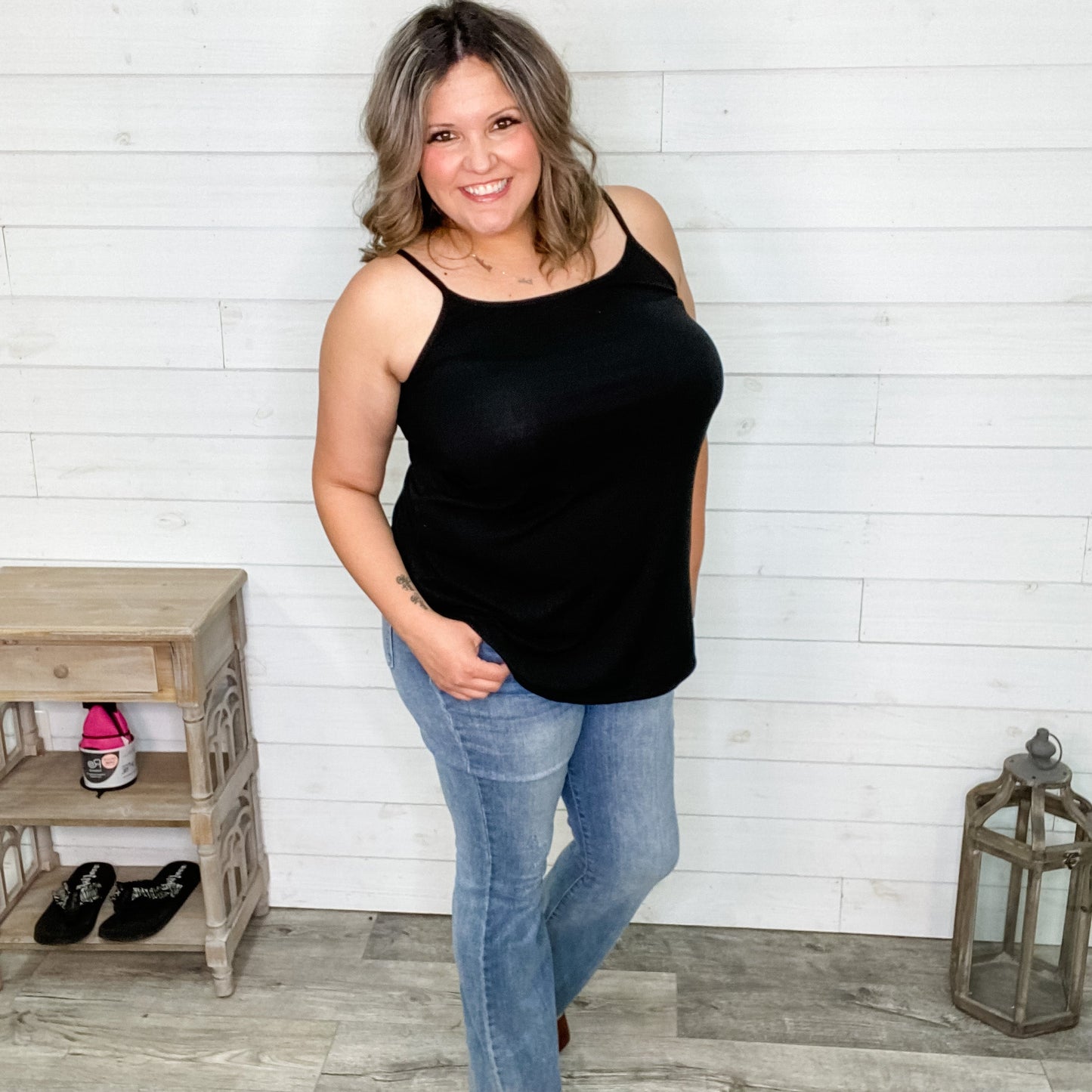 Reversible Spaghetti Strap Tank (Black)