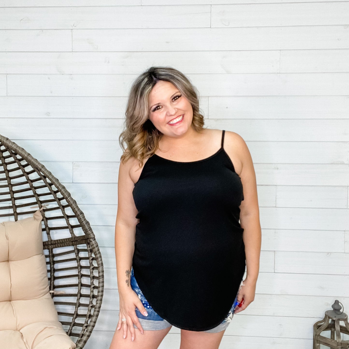 Reversible Spaghetti Strap Tank (Black)