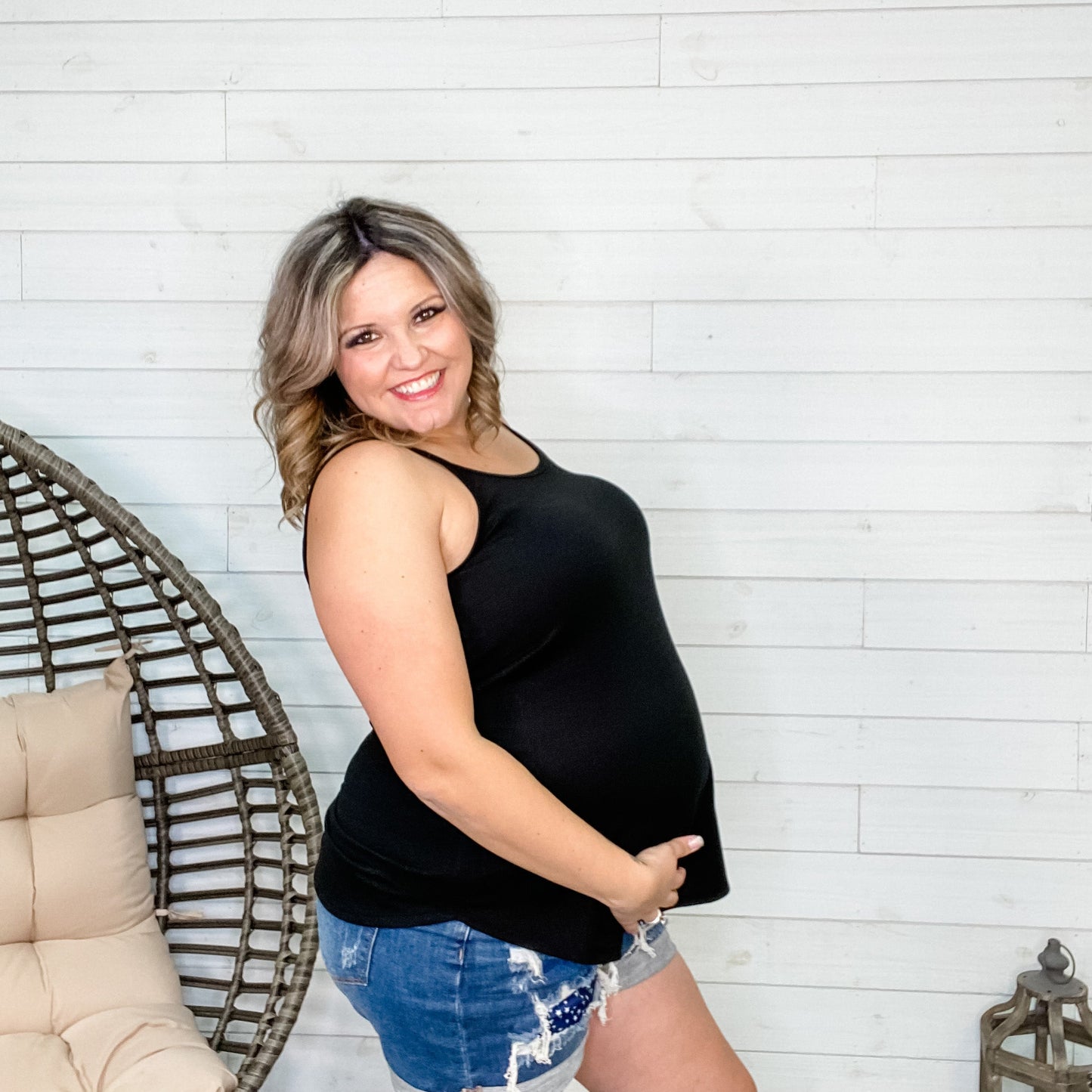 Reversible Spaghetti Strap Tank (Black)
