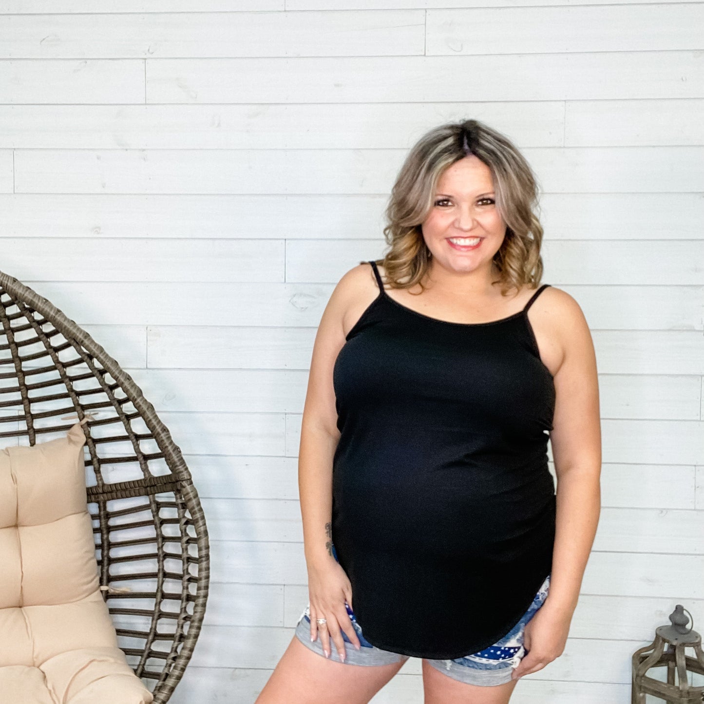 Reversible Spaghetti Strap Tank (Black)