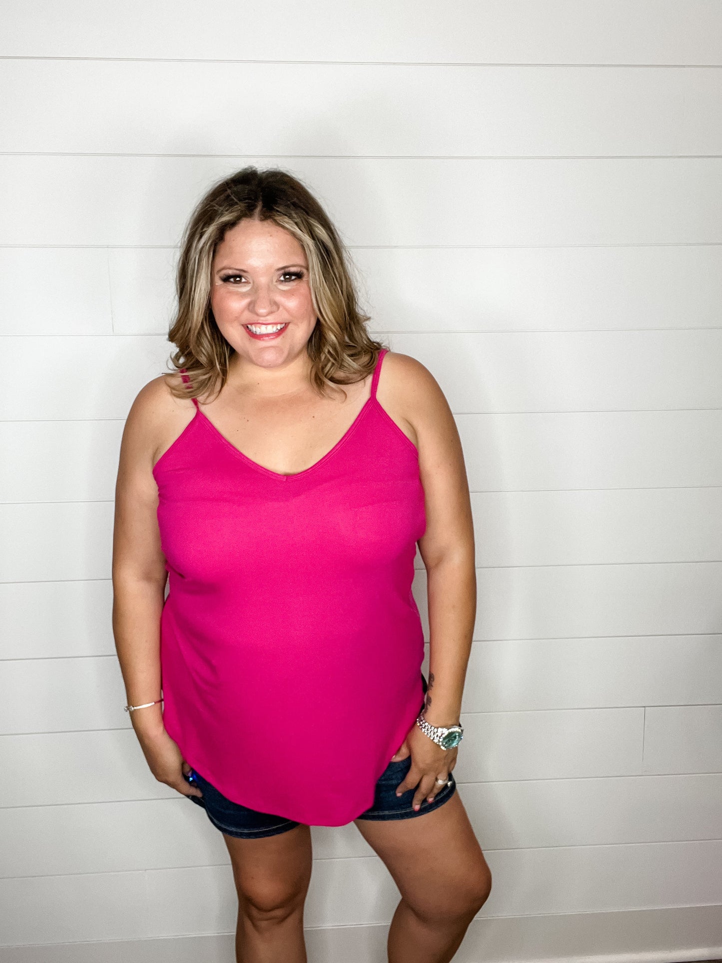 Reversible Spaghetti Strap Tank (Magenta)