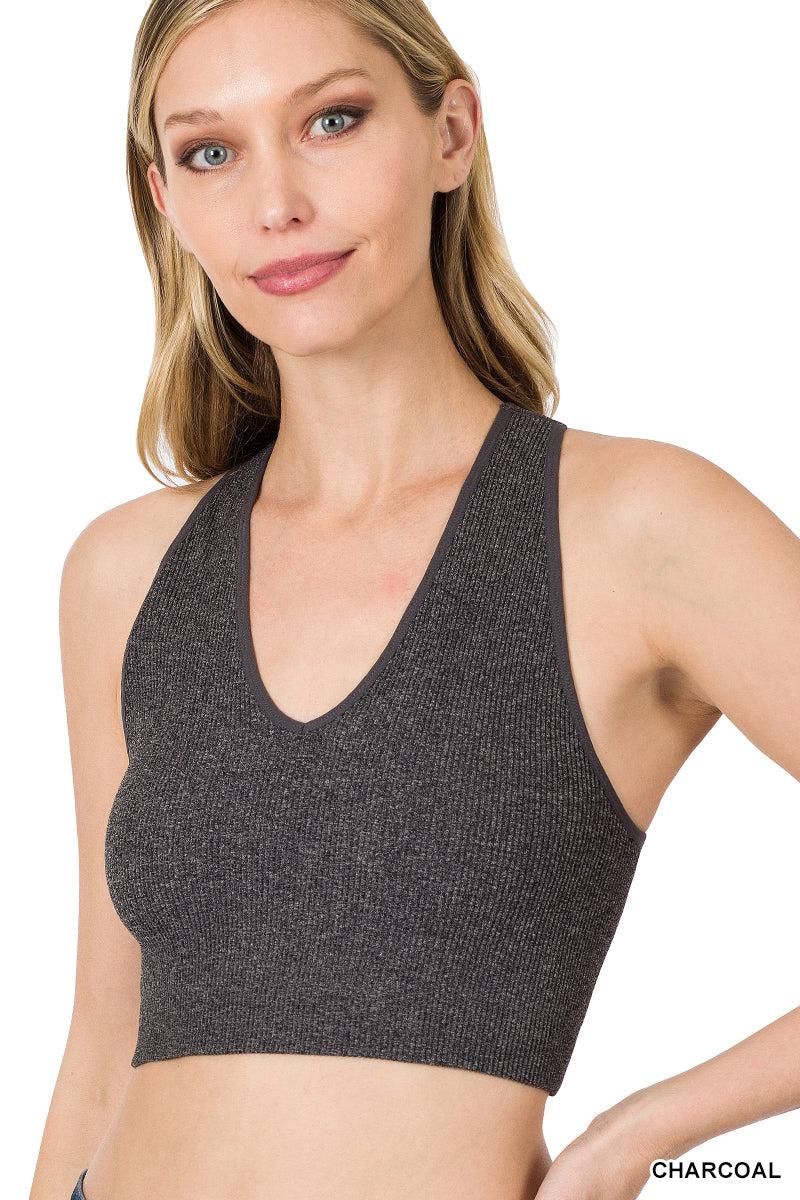 Ribbed Cropped Racerback Bralette Tank (Multiple Colors)