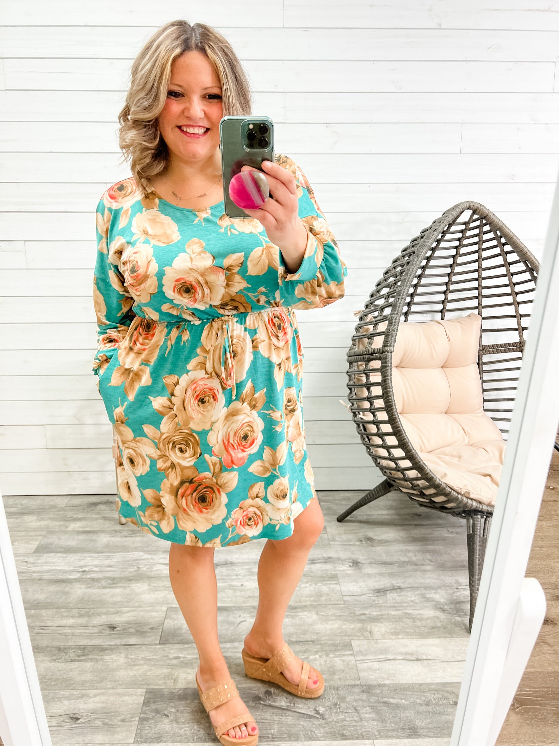 "Rico" Floral Long Sleeve Midi Dress