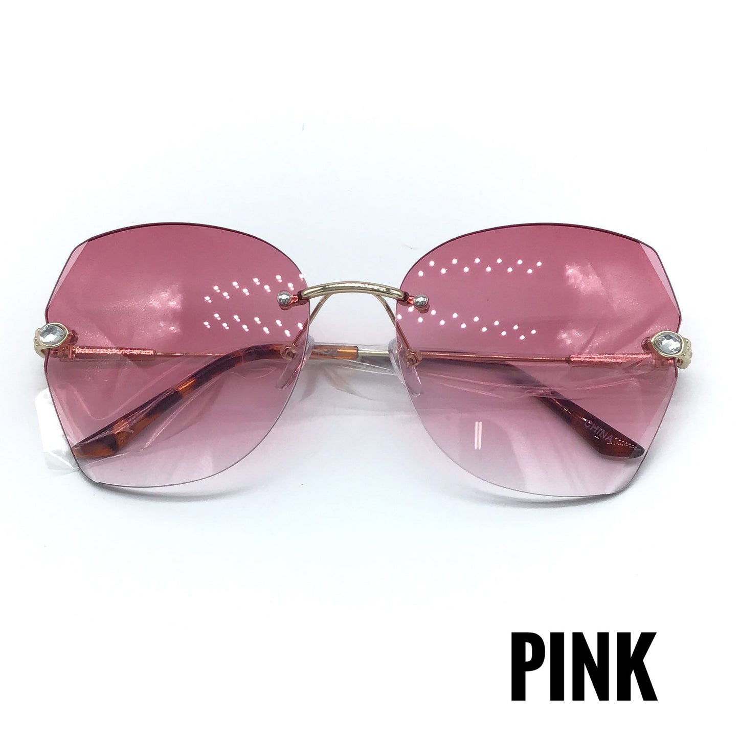 Rimless Rhinestone Accent Gradient Lens Sunglasses (Multiple Options)