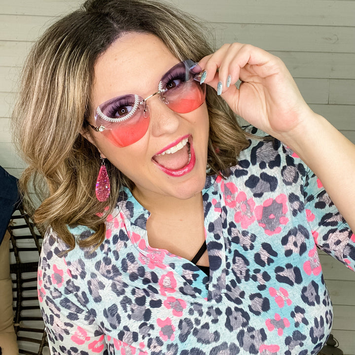 Rimless Rhinestone Accent Gradient Lens Sunglasses (Multiple Options)