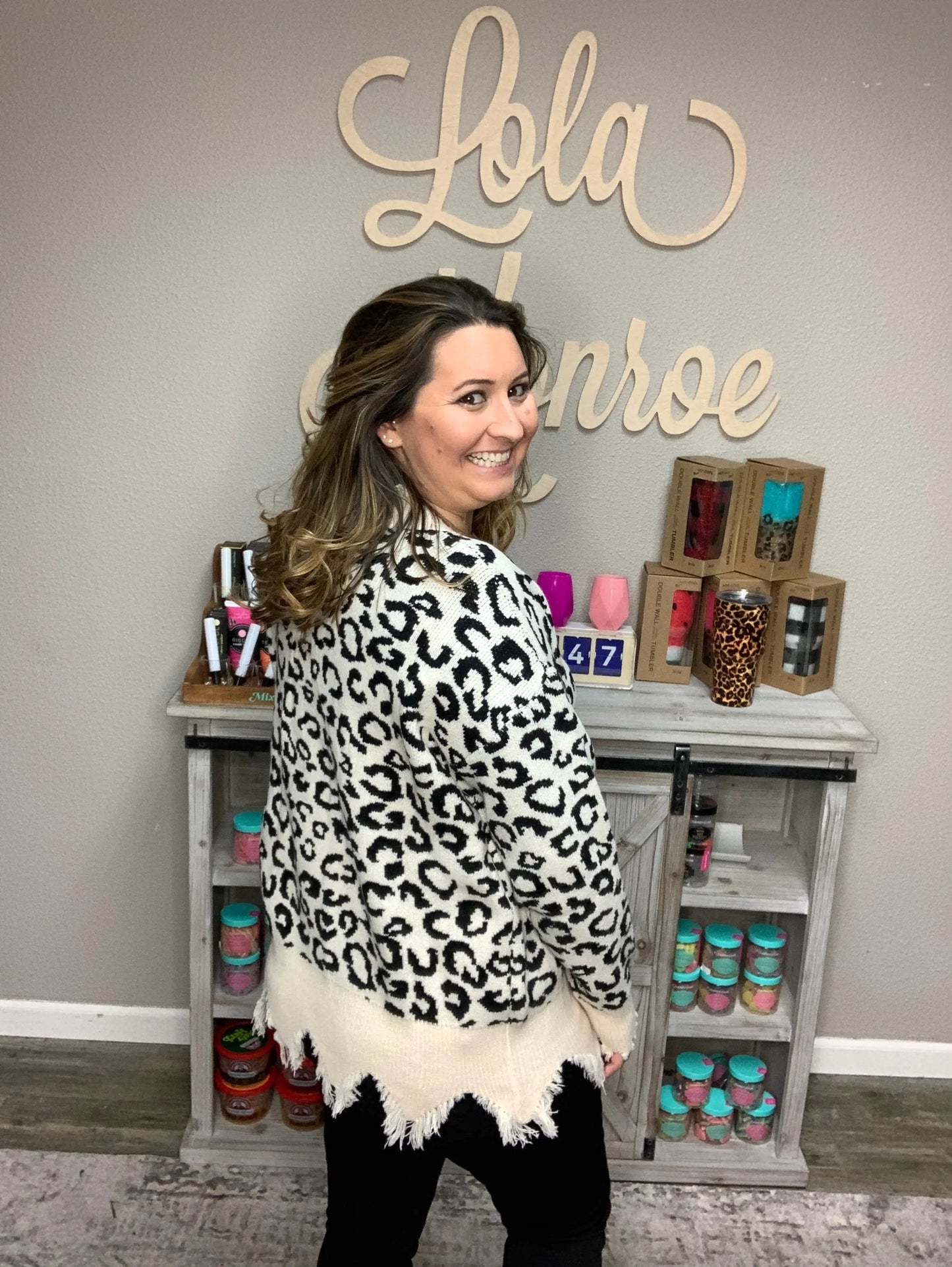 "Rip Roarin" Distressed Animal Print Sweater