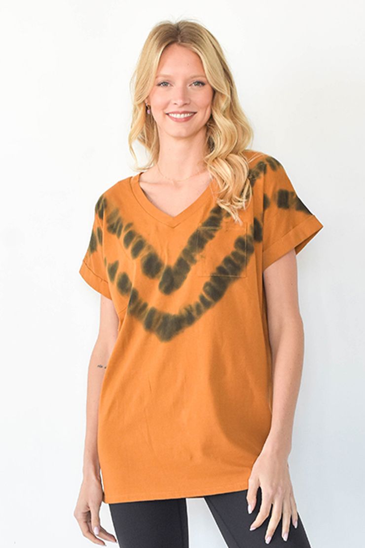 "Rocket" Tie Dye V-Neck with Pocket