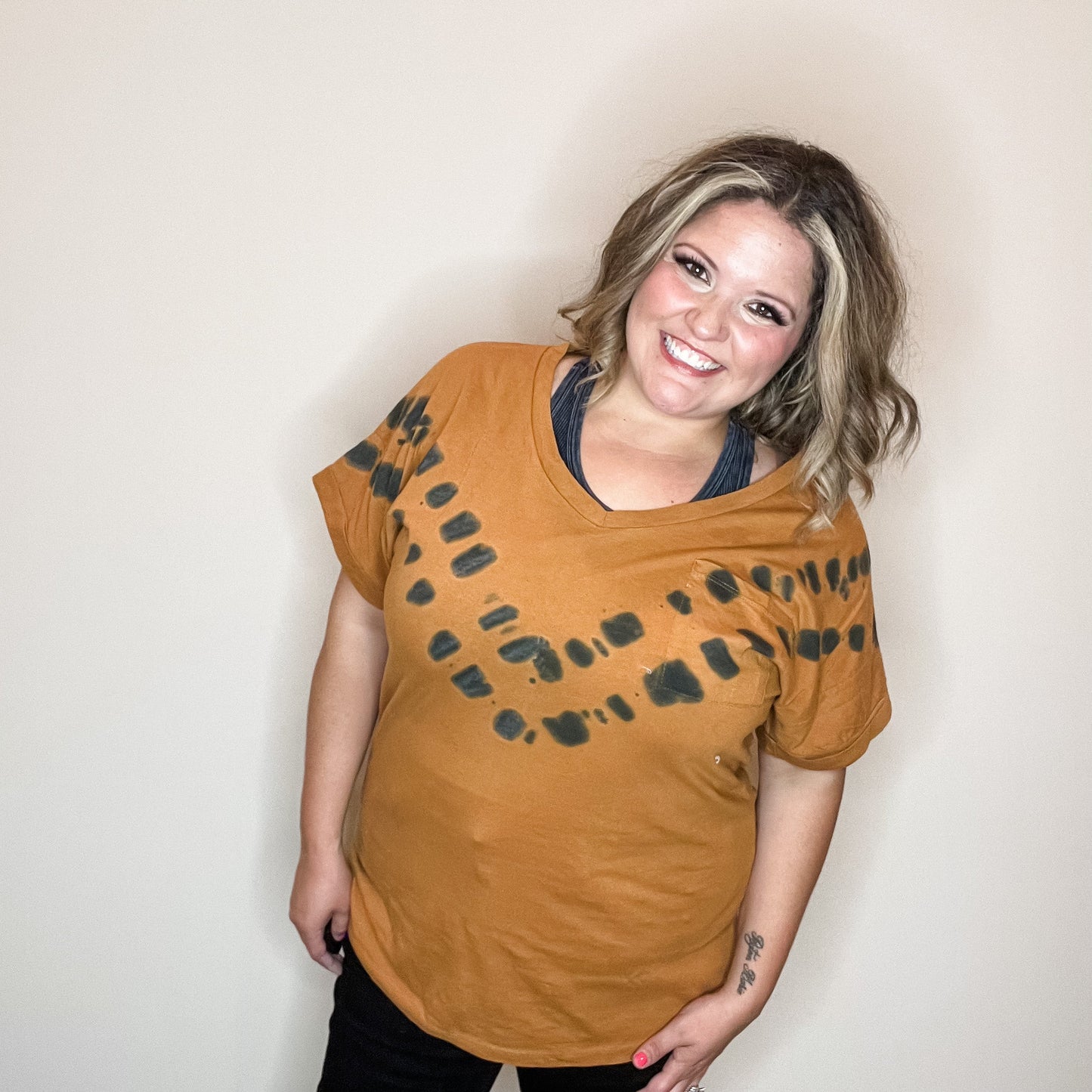 "Rocket" Tie Dye V-Neck with Pocket