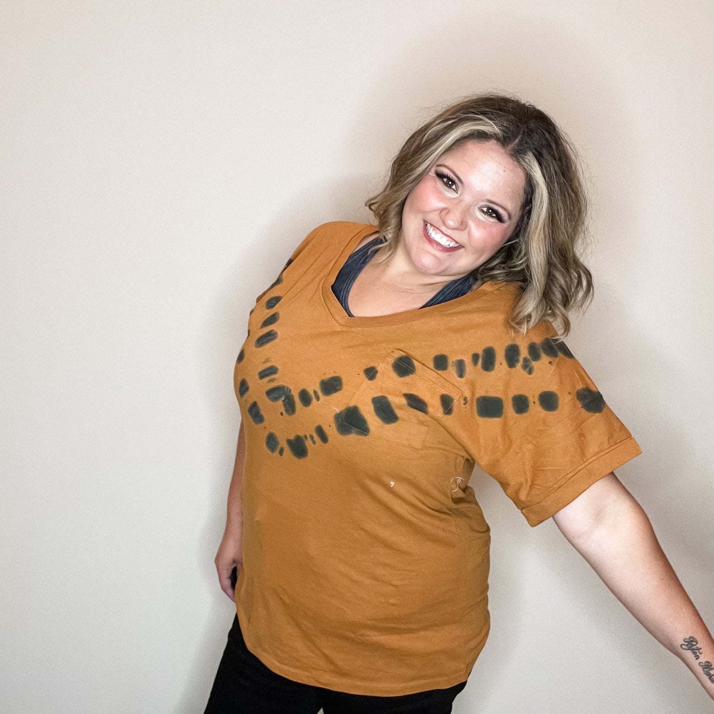 "Rocket" Tie Dye V-Neck with Pocket