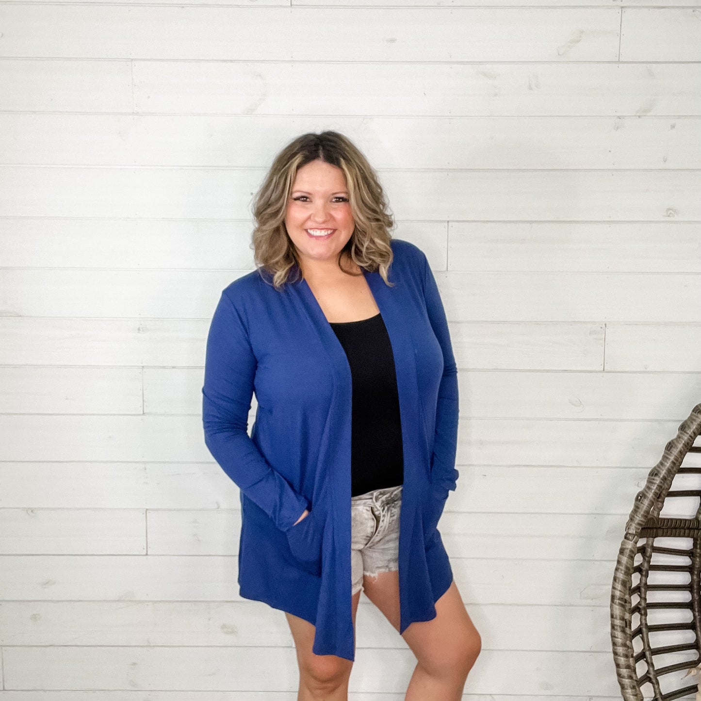 "Roger" Slouchy Pocket Cardigan (Light Navy)