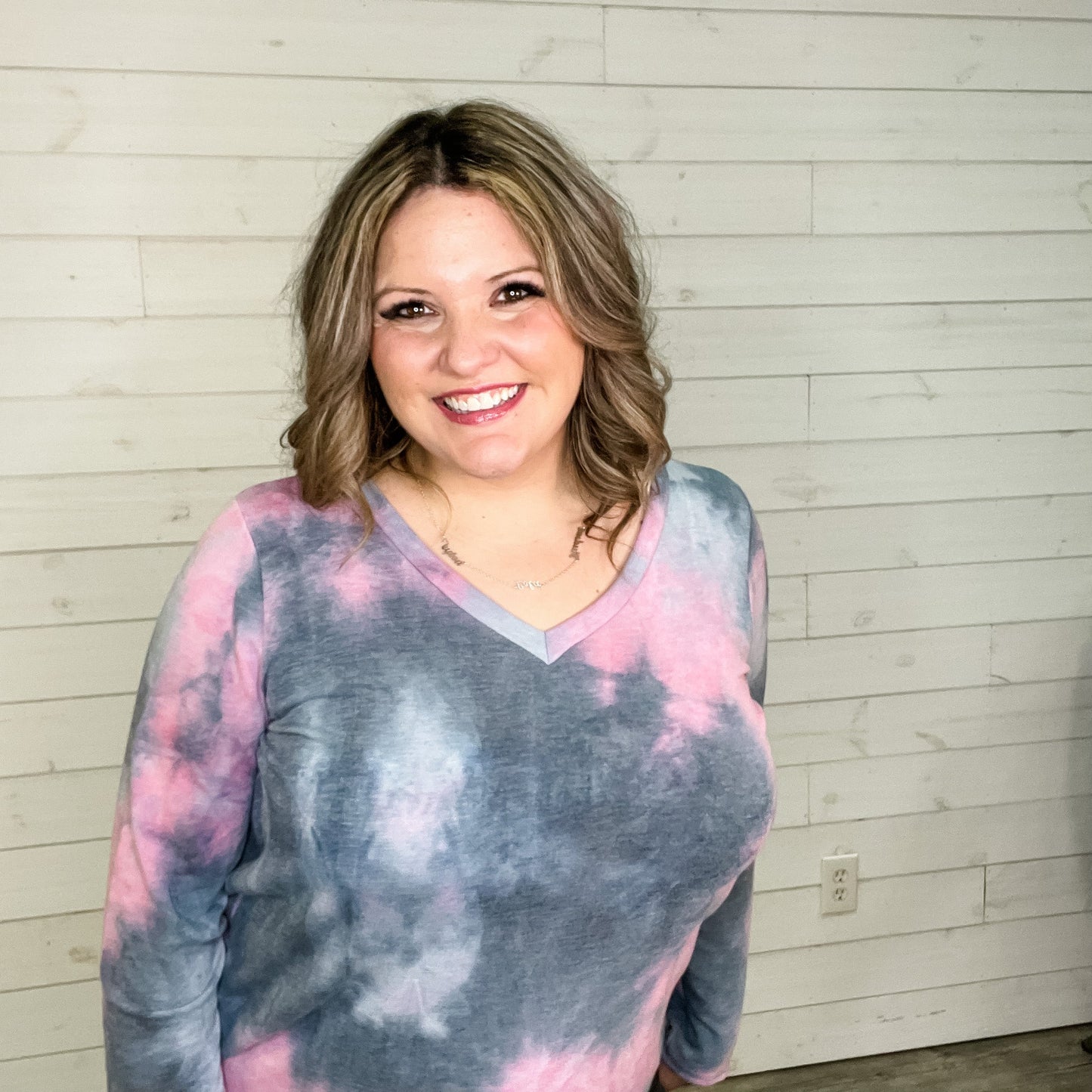 "Roman" Tie Die Long Sleeve V Neck
