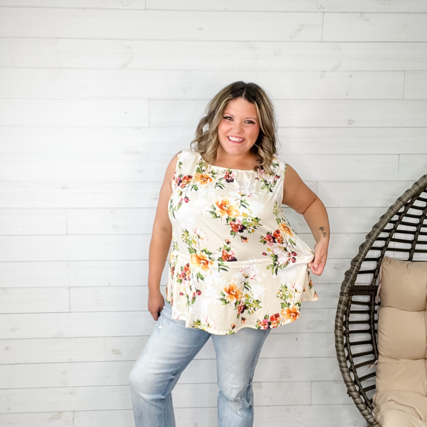 "Romo" Floral Peplum Tank