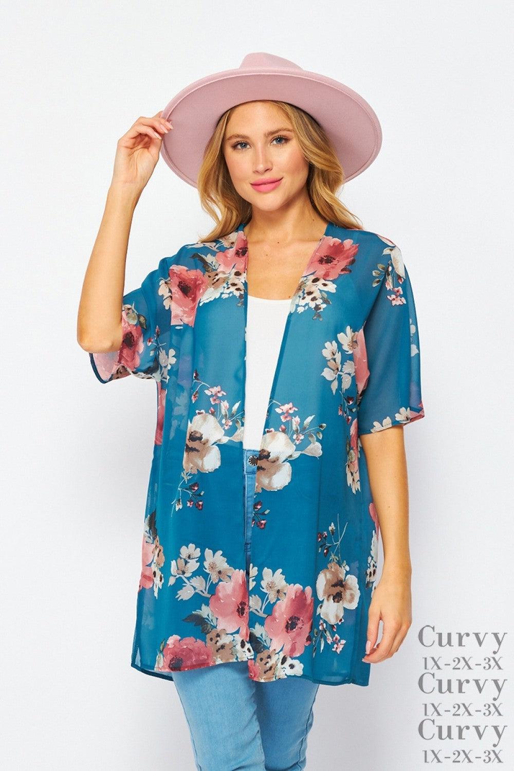 "Rory" Floral Short Sleeve Kimono