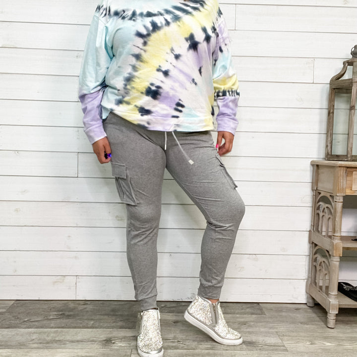"Roughing It" Cargo Joggers (Grey)