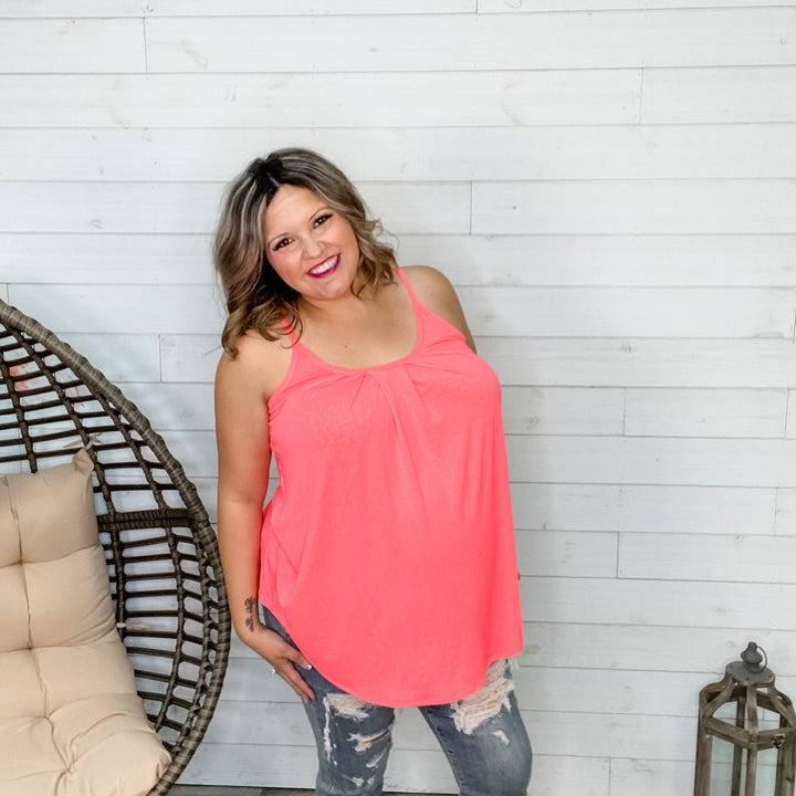 Ruched Pleated Front Adjustable Strap Cami (Multiple Colors)