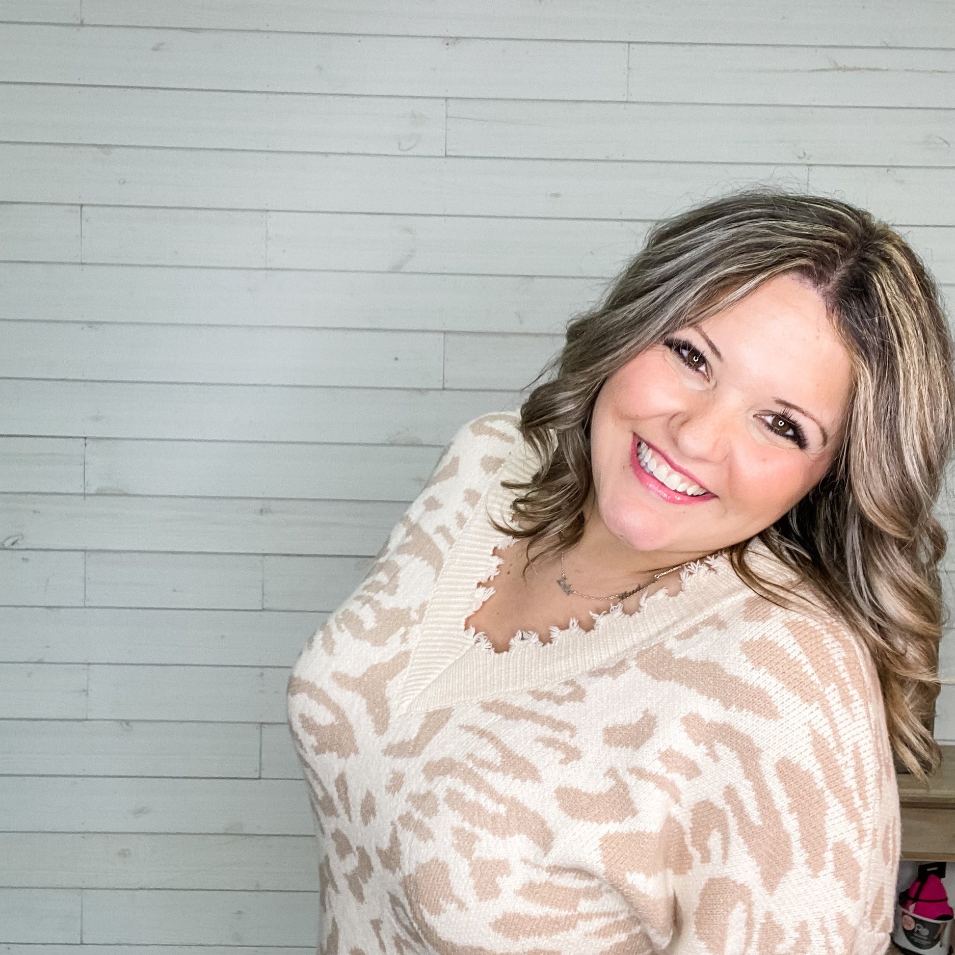 "Safari" Raw Edge V Neck animal Print