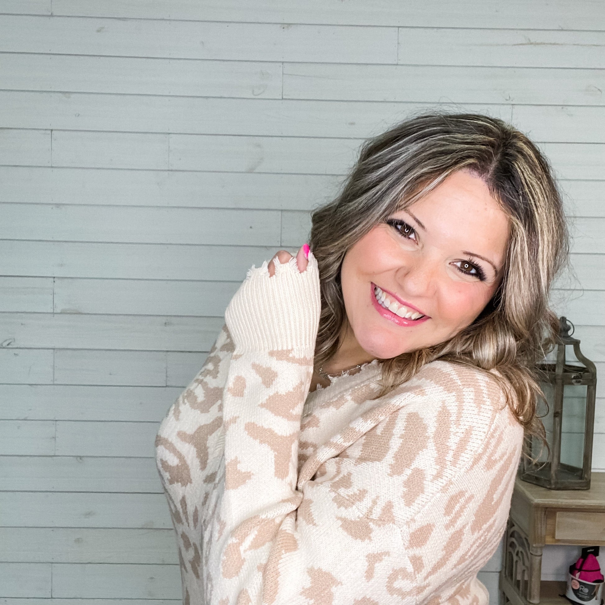 "Safari" Raw Edge V Neck animal Print