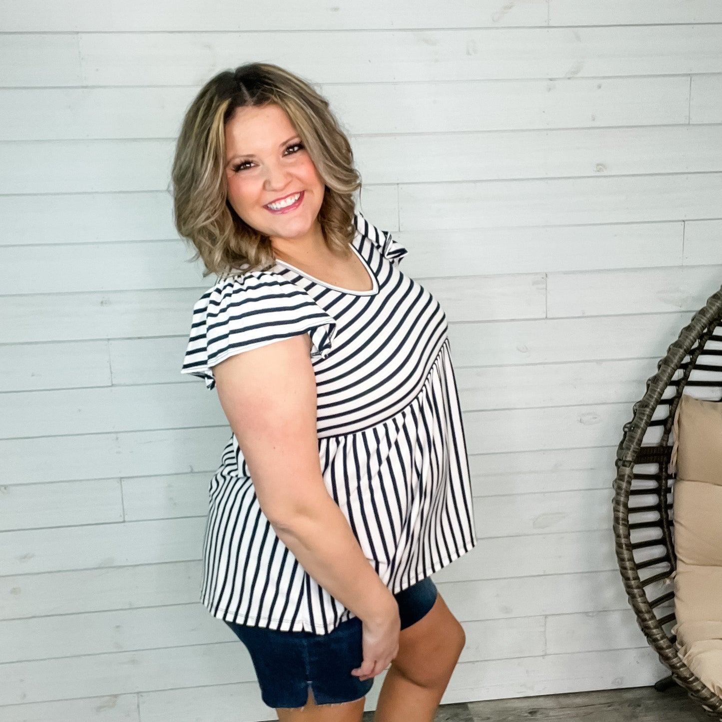"Sail Away" Ruffle Cap Sleeve Babydoll
