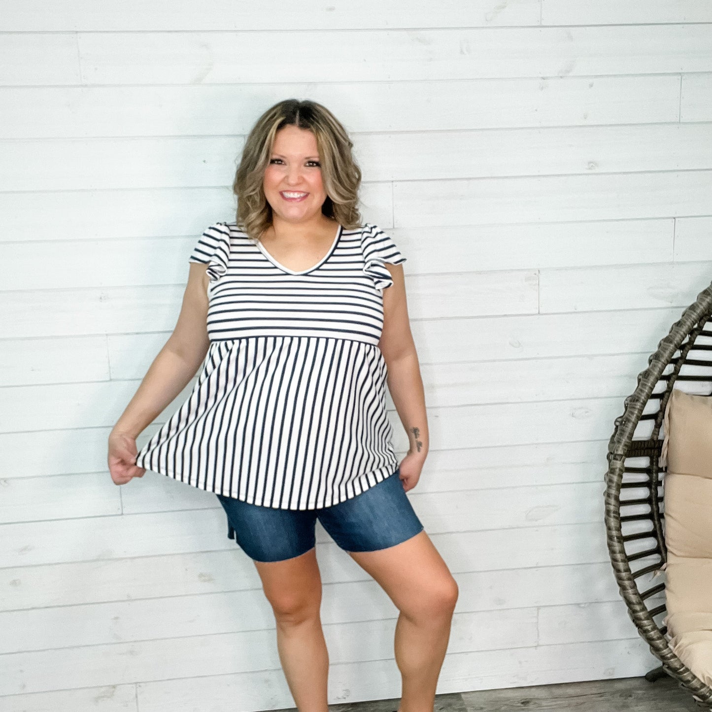 "Sail Away" Ruffle Cap Sleeve Babydoll