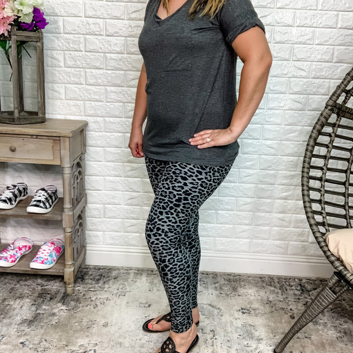 Sassy Grey Animal Print Leggings with Pockets