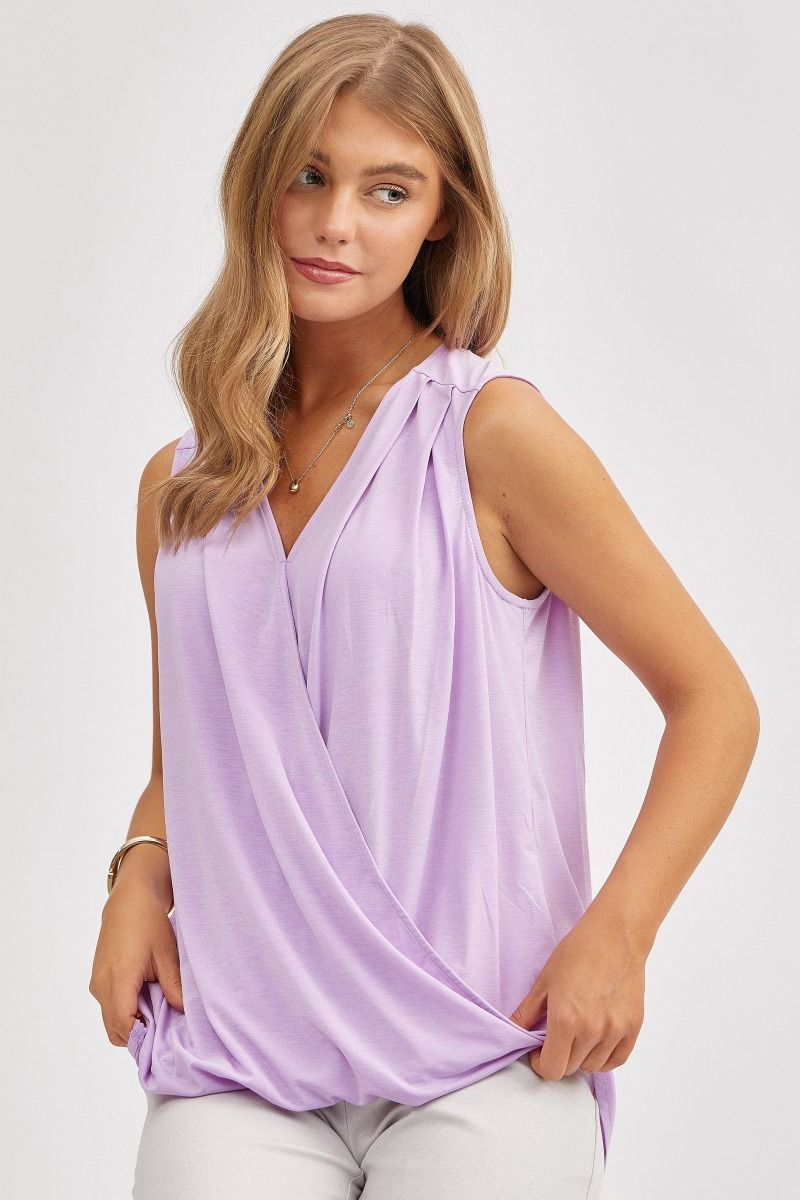"Charming" Wrap Front Tank (Lilac)