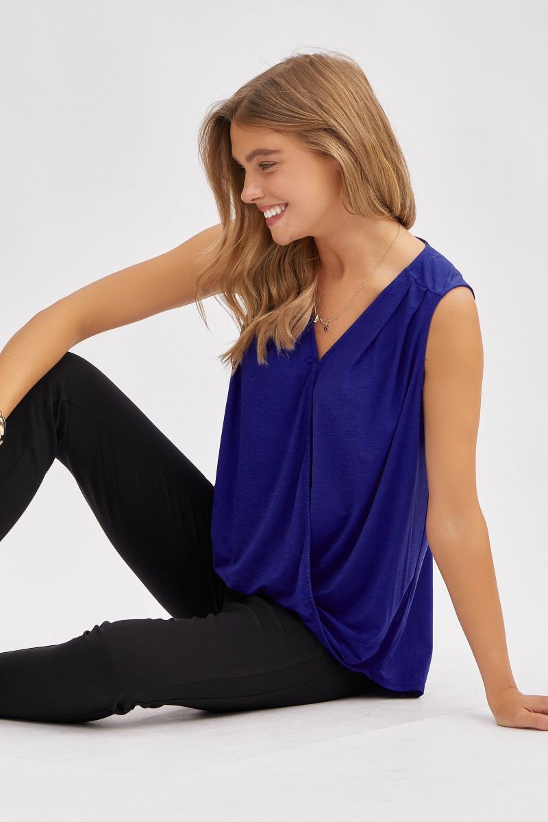"Charming" Wrap Front Tank (Royal Blue)