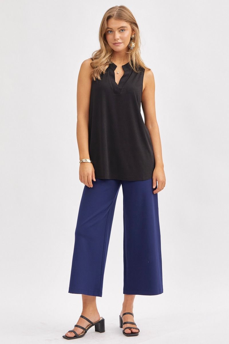 "Ok Maybe This" Sleeveless Split Neck (Black)