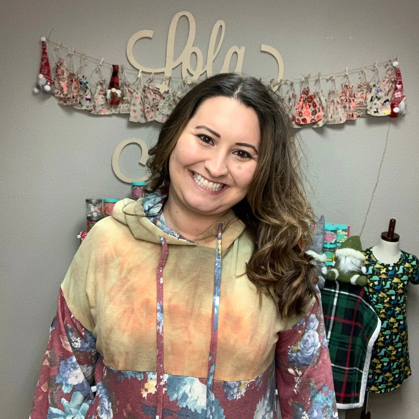 "Secret Garden" Floral Hoodie (Rust Body)