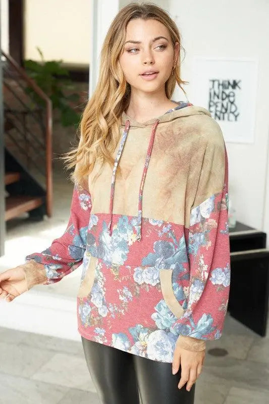 "Secret Garden" Floral Hoodie (Rust Body)