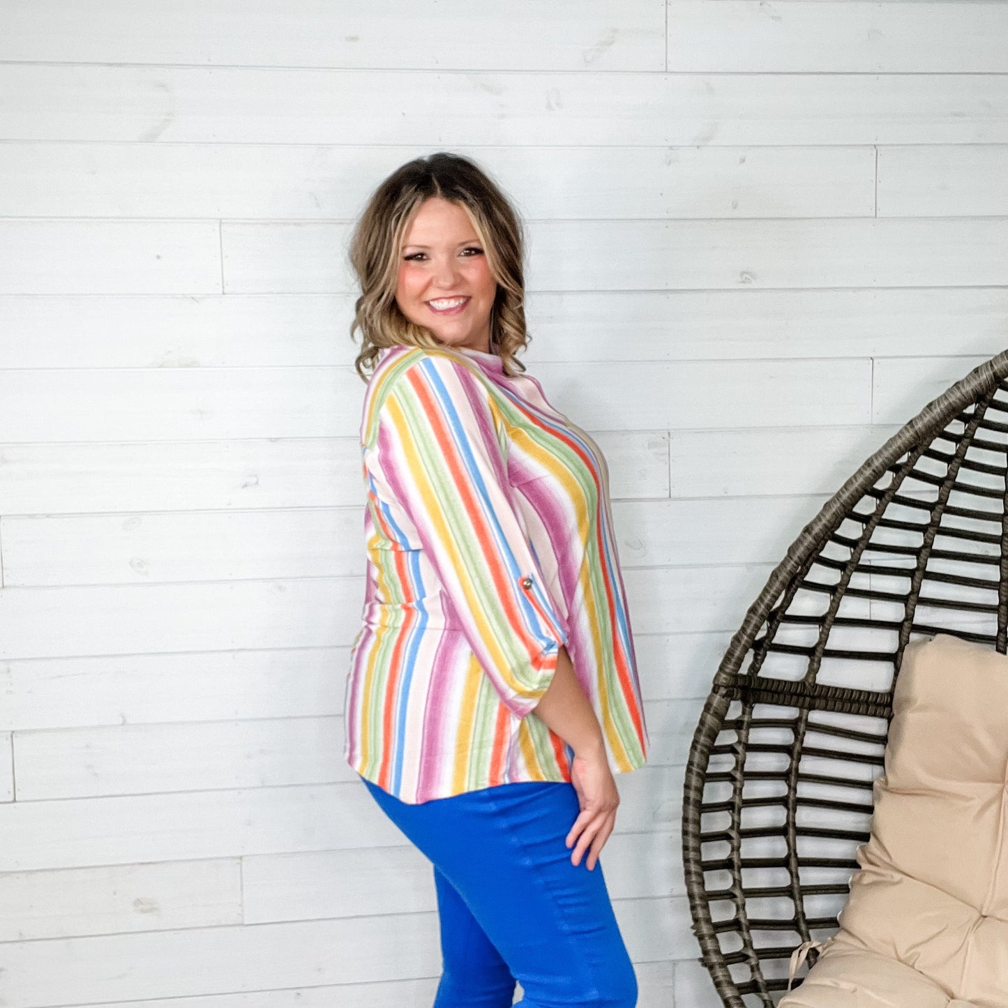 "September" Lizzy 3/4 Sleeve Split Neck