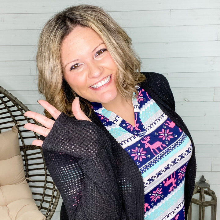 Shirley and Stone Waffle Texture Cardigan Thumbhole Detail (Multiple Colors)