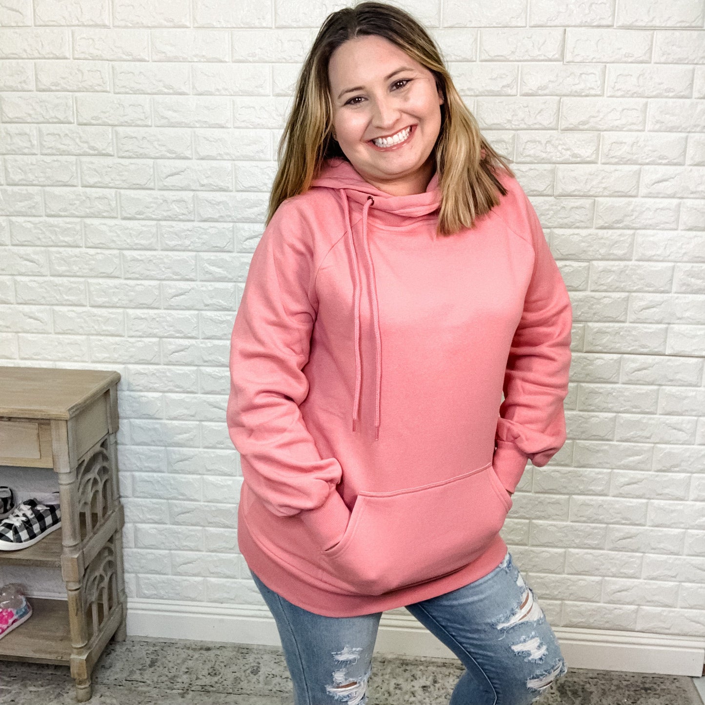 Side Tie Hoodie with Kangaroo Pocket (Multiple Colors)