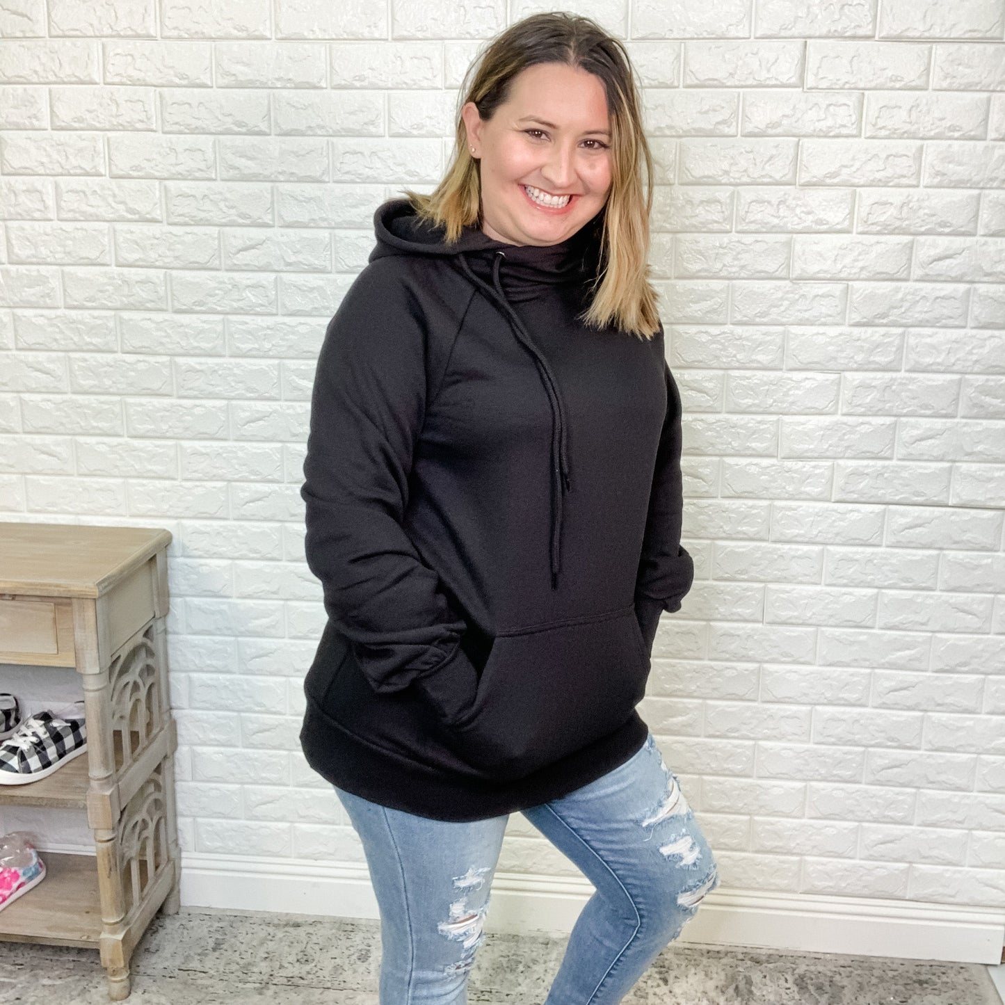 Side Tie Hoodie with Kangaroo Pocket (Multiple Colors)