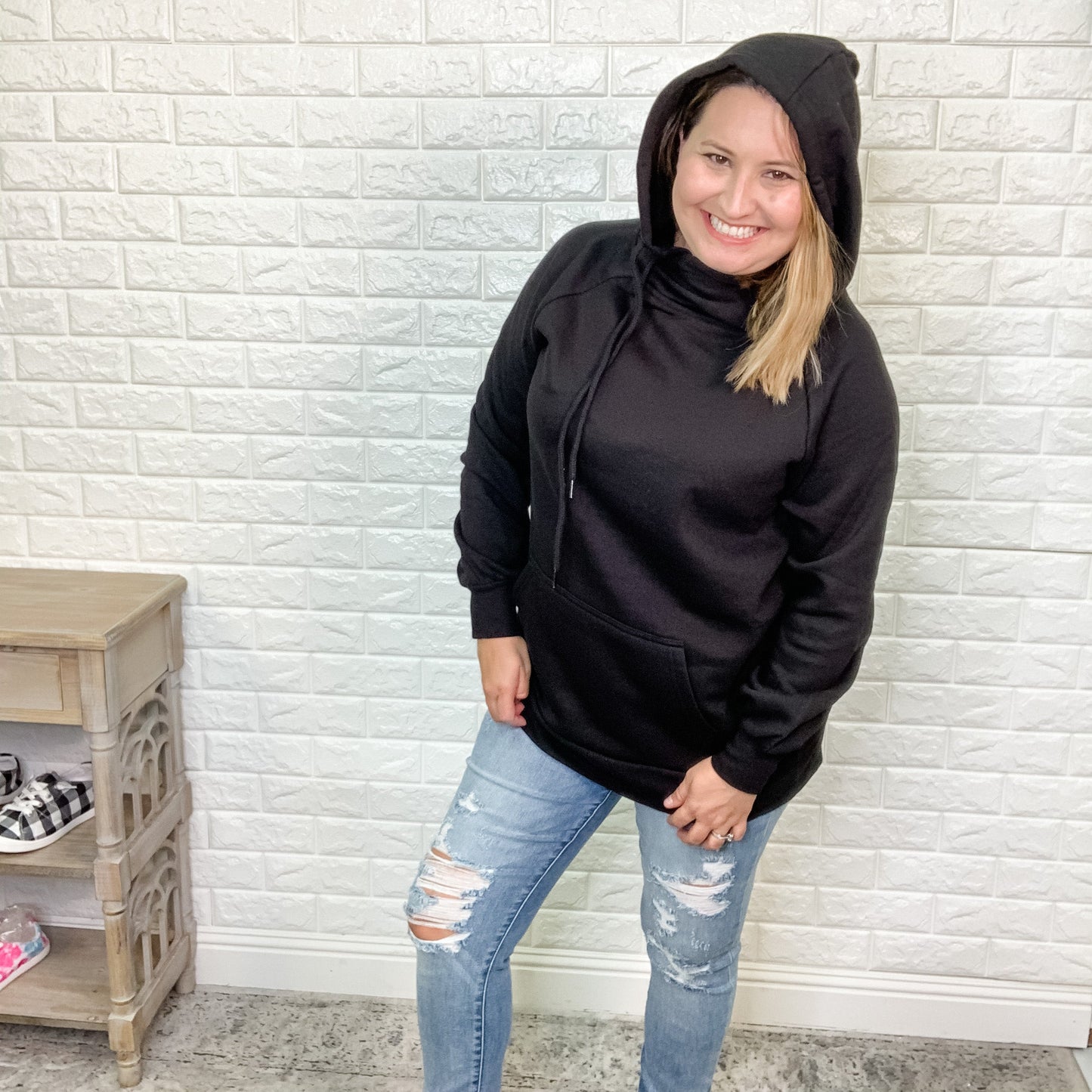 Side Tie Hoodie with Kangaroo Pocket (Multiple Colors)