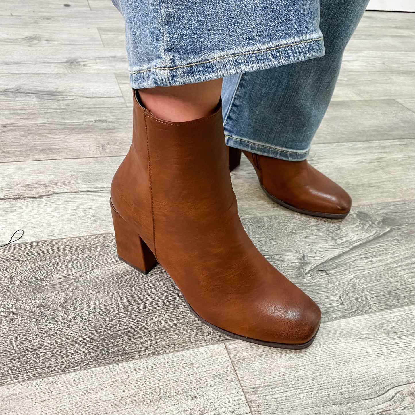 Side Zipper Ankle Bootie (Whiskey)