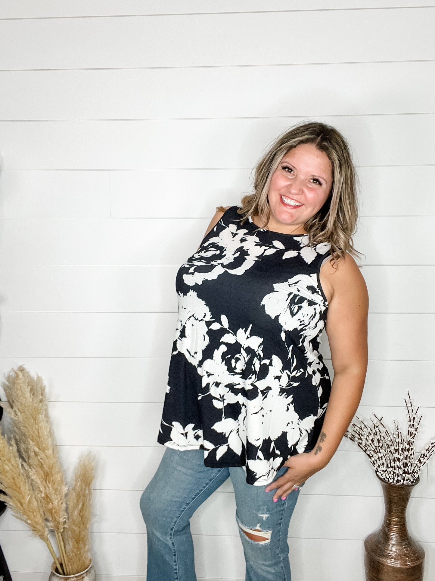"Silent" Floral Tank