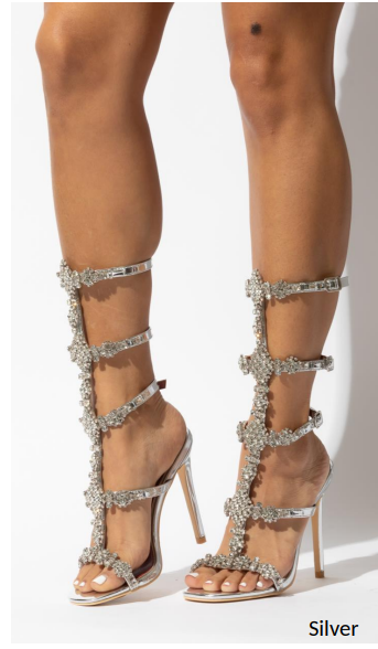 "Simmi" Gemstone Embellished Stiletto (Silver)-Lola Monroe Boutique