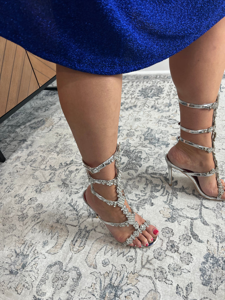 Doorbuster “Simmi" Gemstone Embellished Stiletto (Silver)-Lola Monroe Boutique