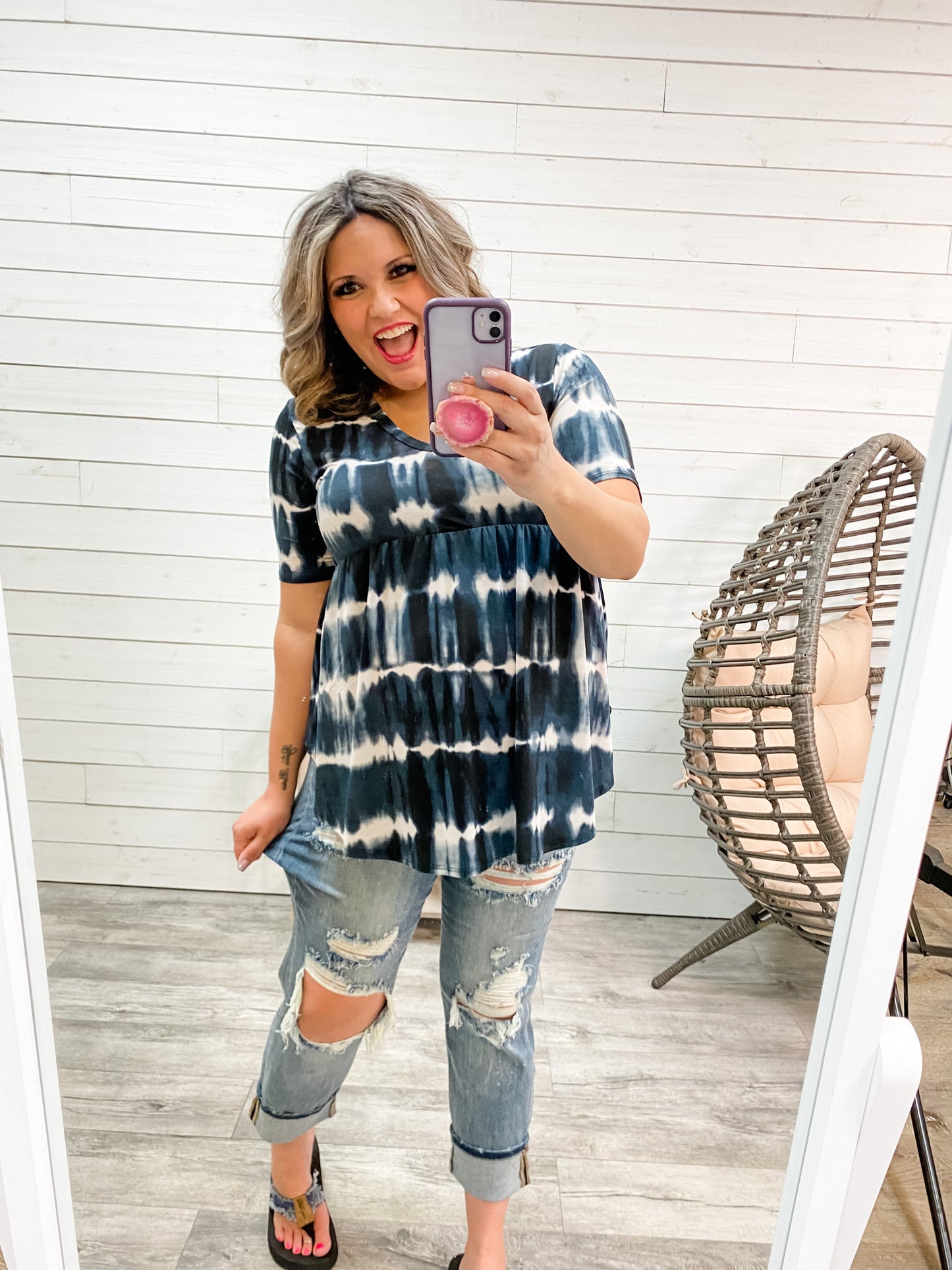 "Sonic Vibes" Short Sleeve V Neck Babydoll