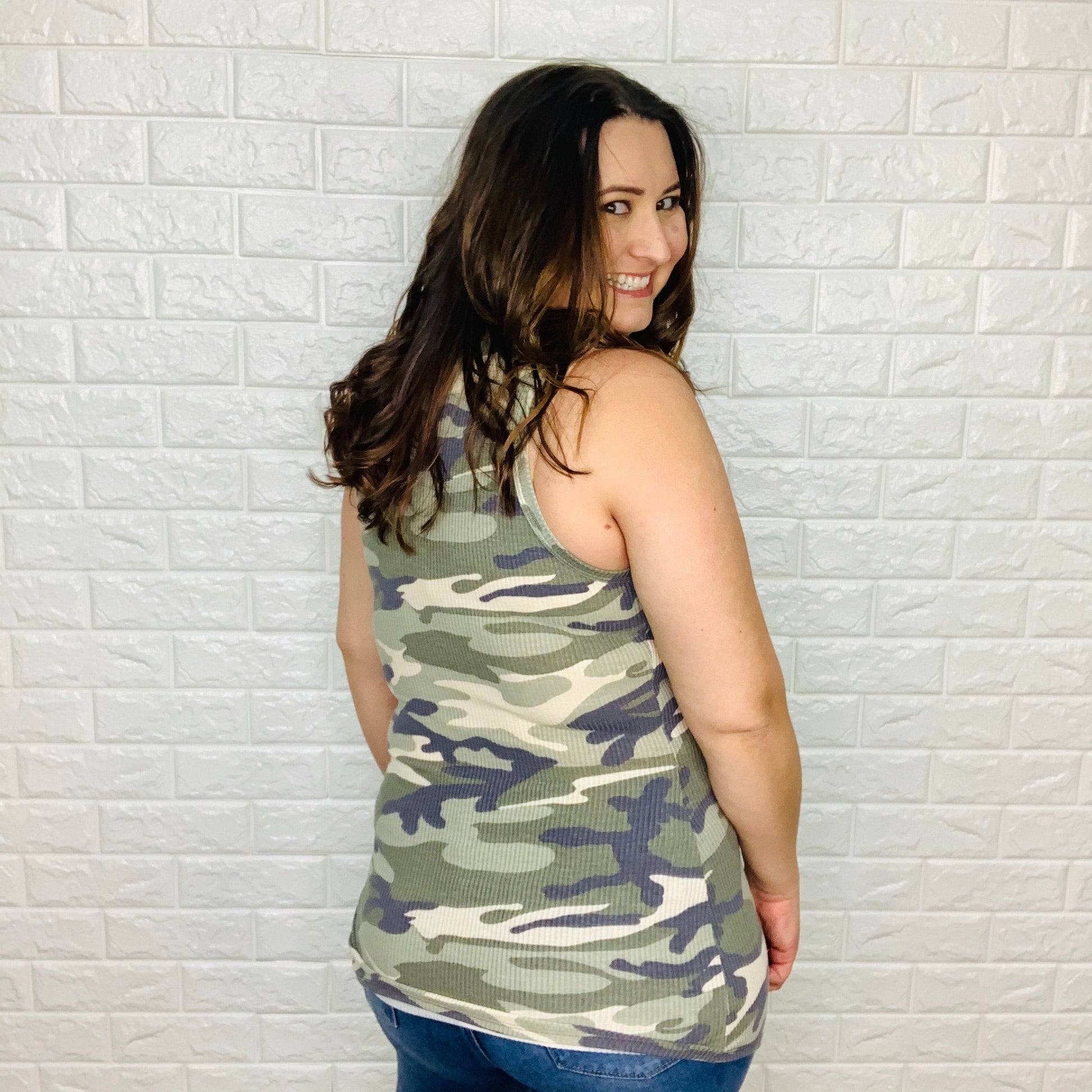 "Special Agent Sparkle" Camo Ribbed Tank Top