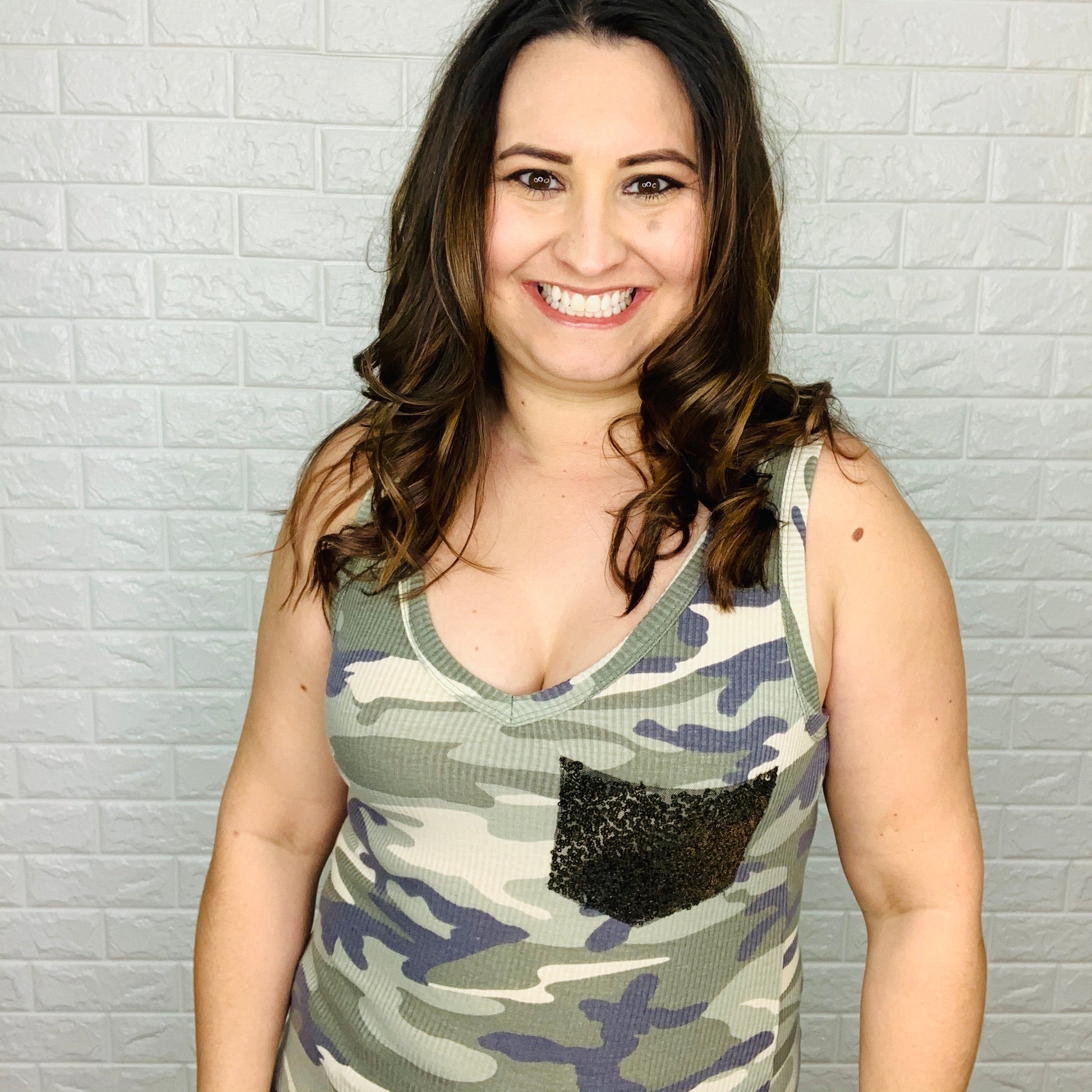 "Special Agent Sparkle" Camo Ribbed Tank Top