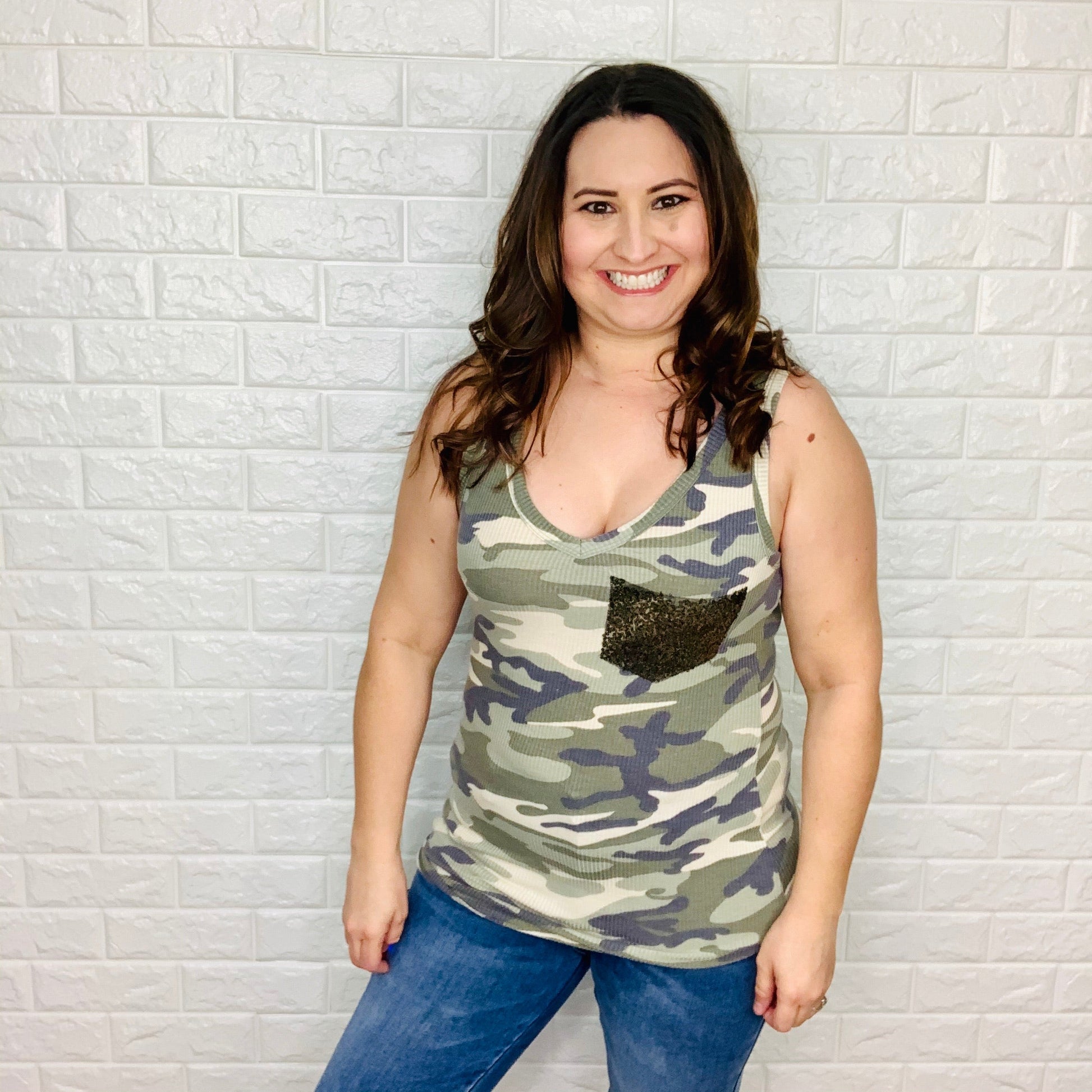 "Special Agent Sparkle" Camo Ribbed Tank Top