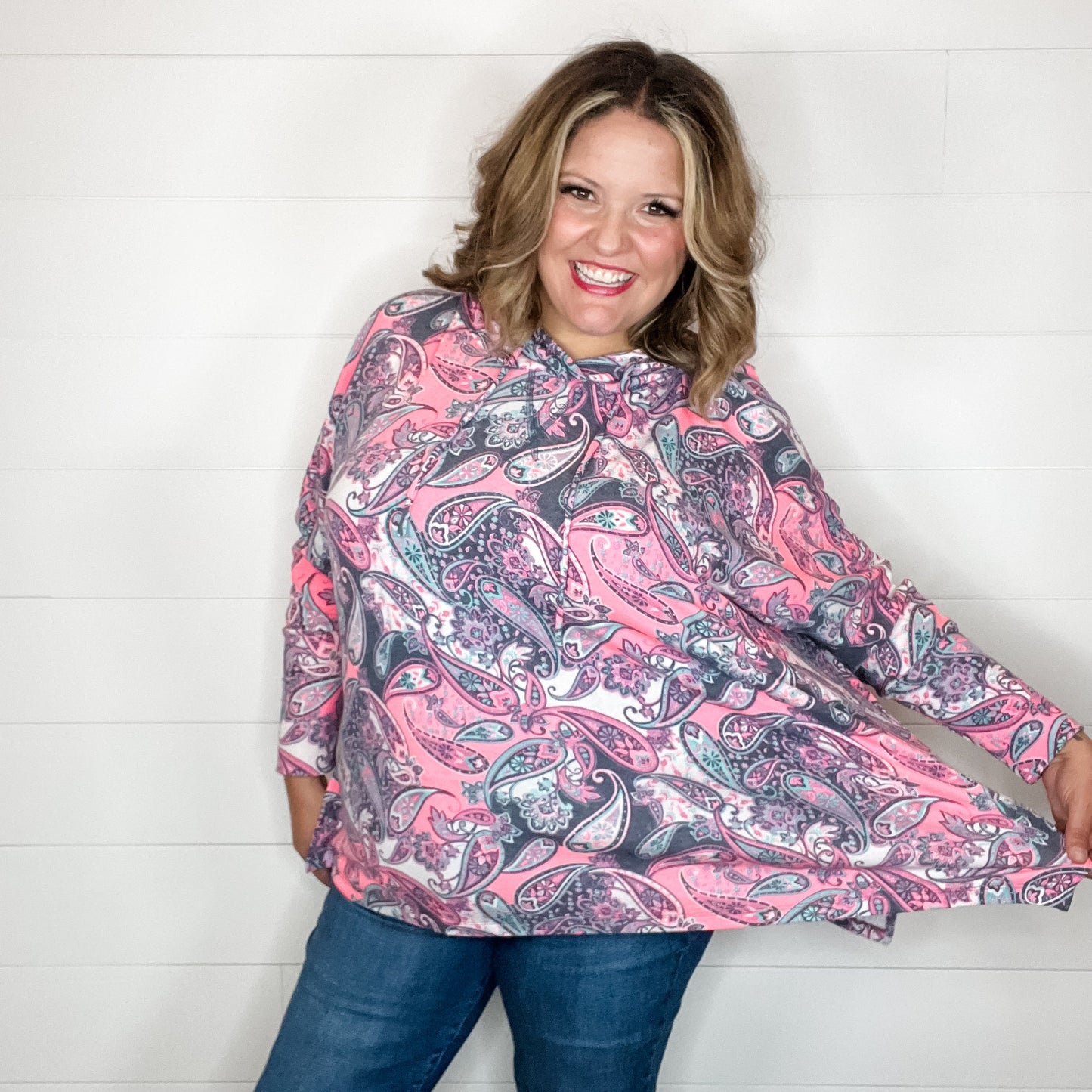 "Spin A Web" Paisley Hoodie with Side Slits