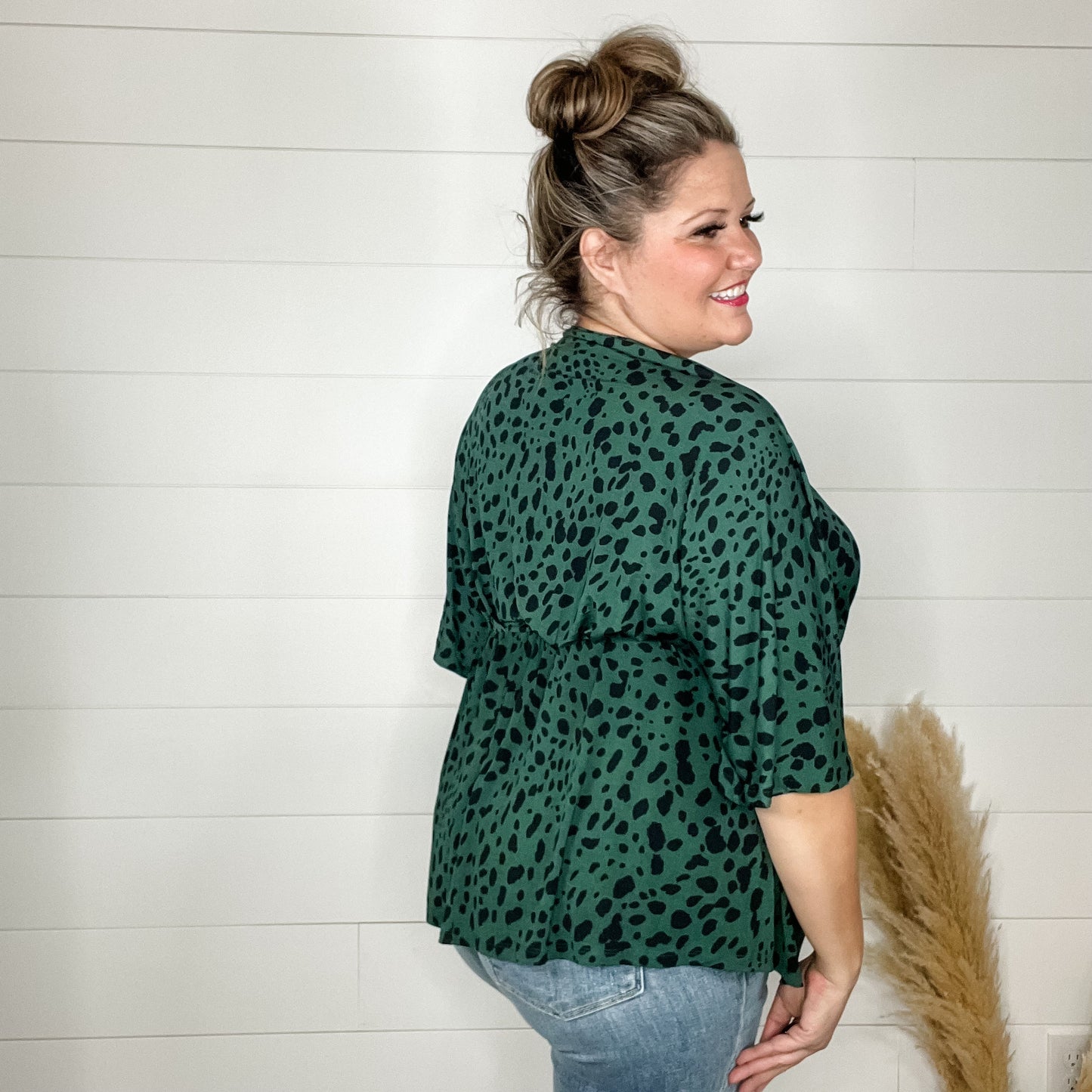 "Spruce" V Neck 3/4 Bell Sleeve