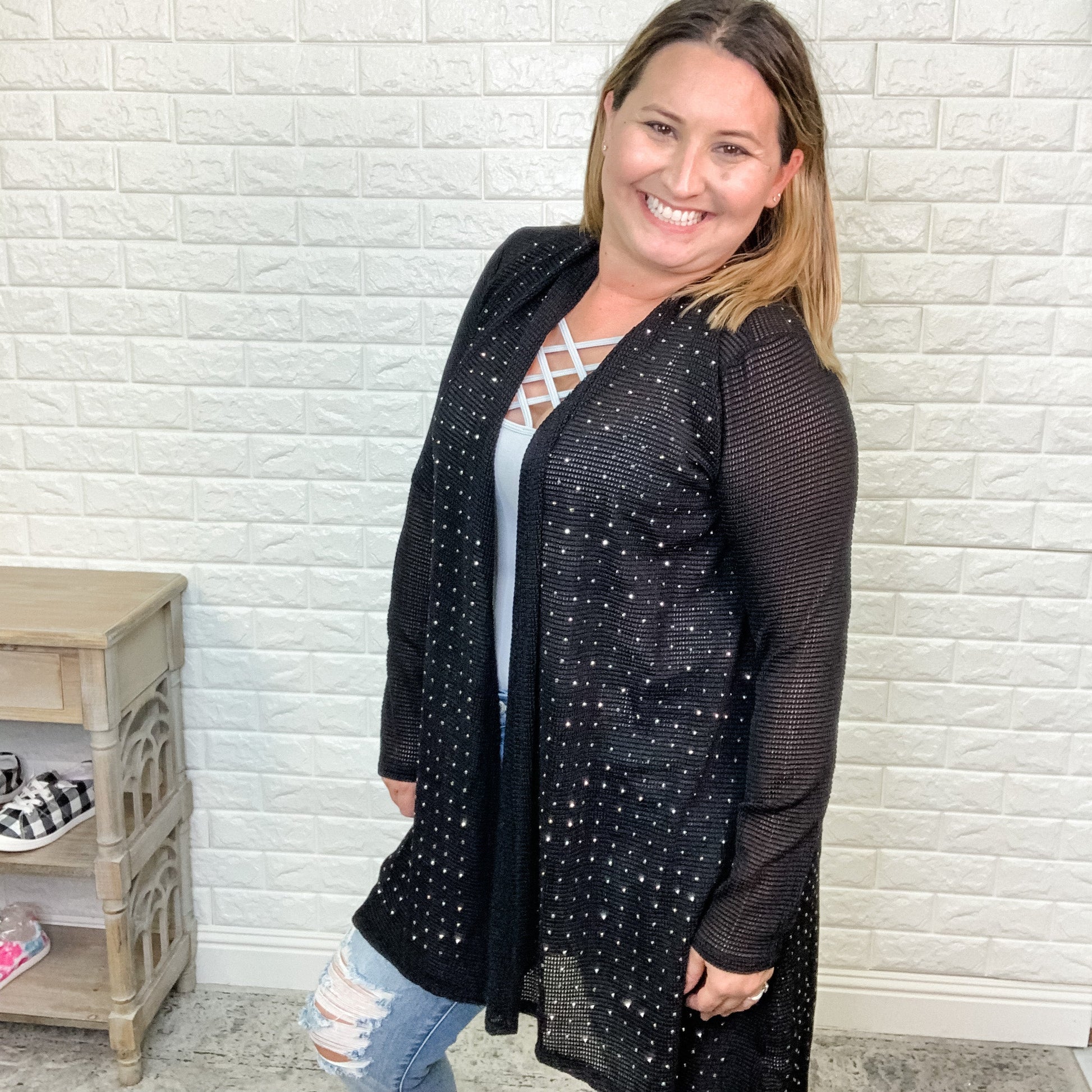 "Statement Maker" Studded Sparkle Cardigan