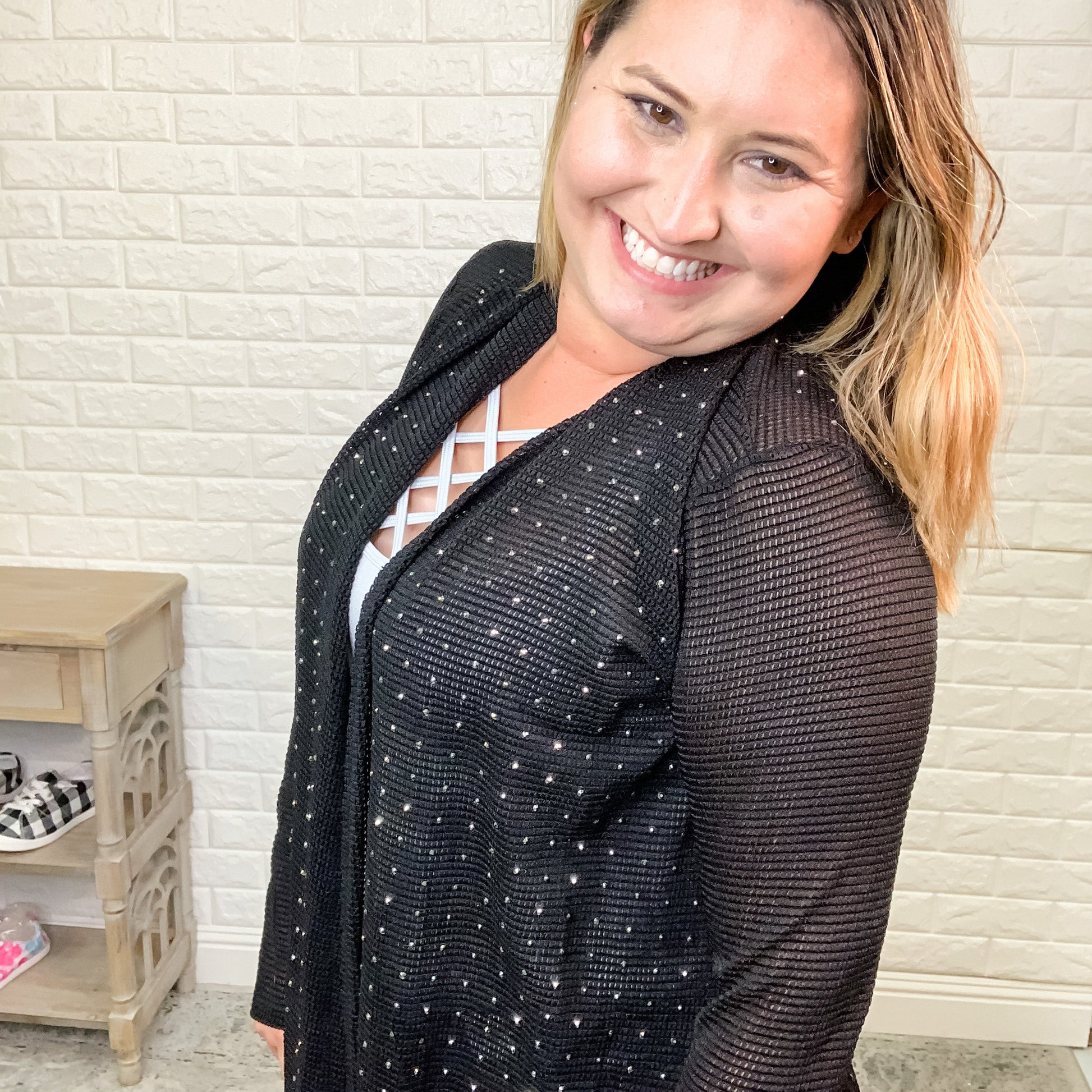 "Statement Maker" Studded Sparkle Cardigan