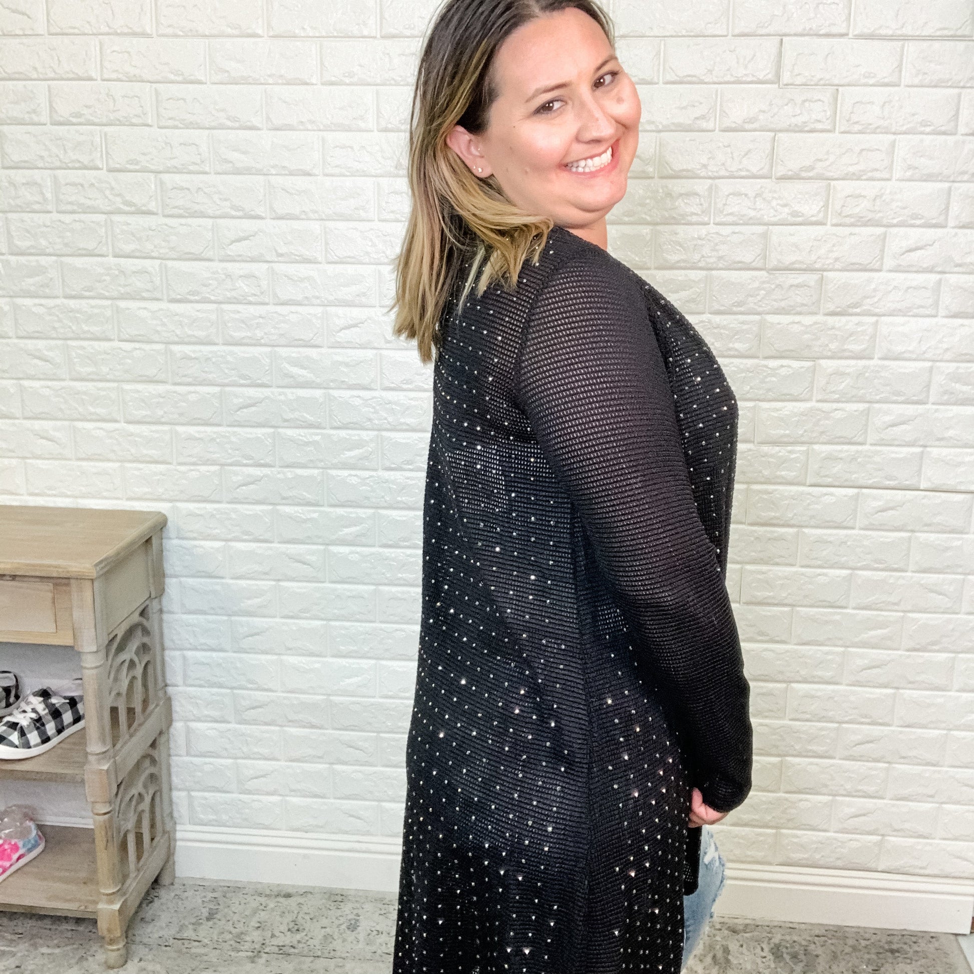 "Statement Maker" Studded Sparkle Cardigan