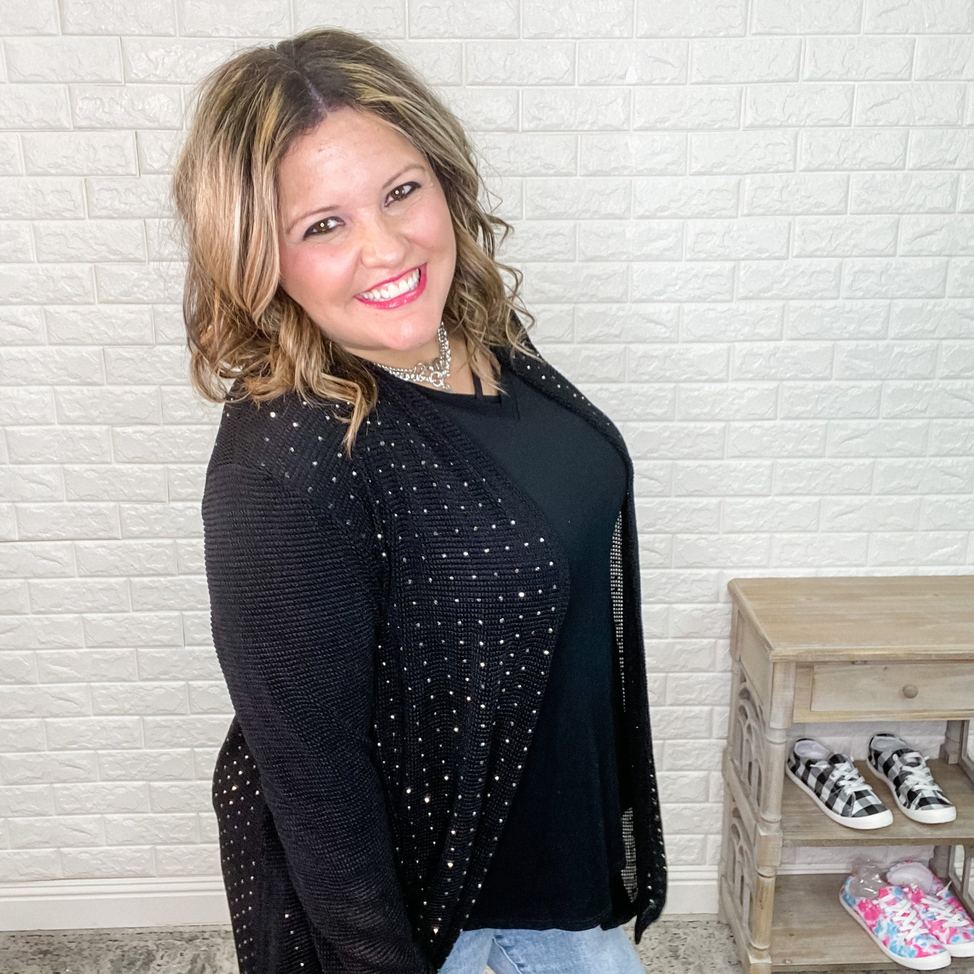 "Statement Maker" Studded Sparkle Cardigan