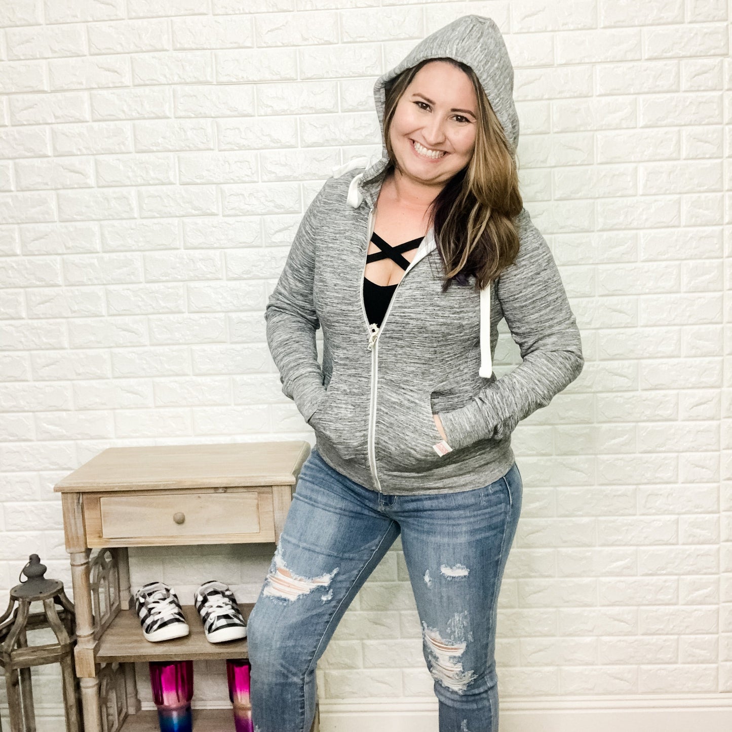 "Static" Adult Zip Front Hoodie