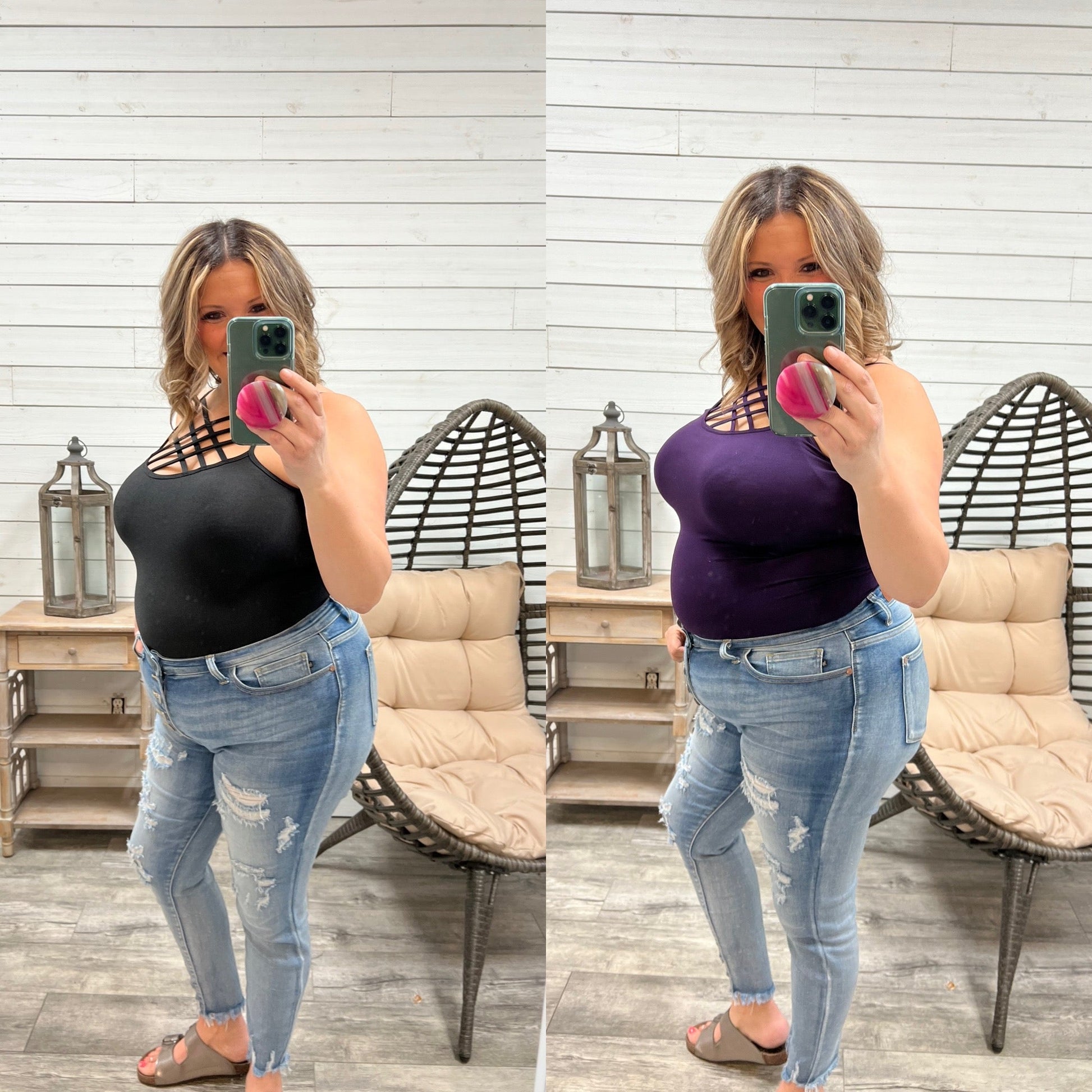 "Suck It Up Buttercup" Shapewear Criss Cross Tank